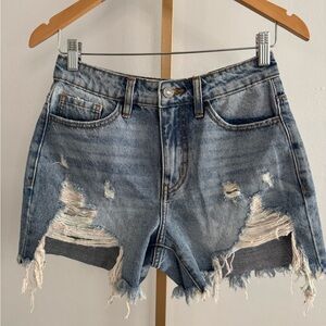 Blue Distressed Jean Shorts